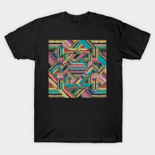 Striped Aztec Patchwork | Digital Pattern T-Shirt